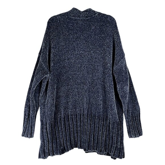 A New Day Plush L Chenille Longline Dusty Blue Gray Open Cardigan Sweater - Picture 2 of 7